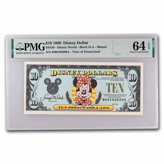 1990 $10.00 (DA) Smiling Minnie CU-64 EPQ PMG (DIS#20) 1990 $10.00 (DA) Smiling Minnie CU-64 EPQ PMG (DIS#20)