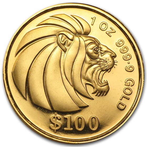 1990-1999 Singapore 1 oz Proof Gold Lion 1990-1999 Singapore 1 oz Proof Gold Lion