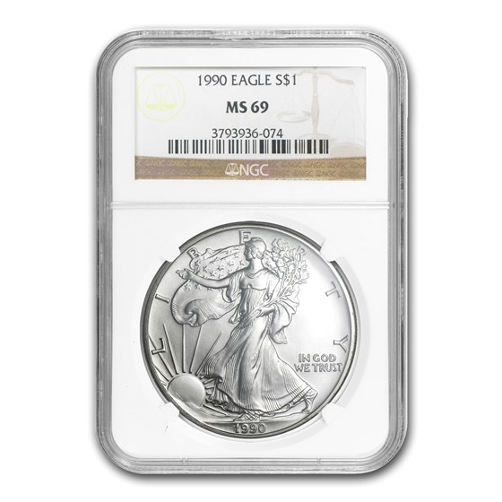 1990 American Silver Eagle MS-69 NGC