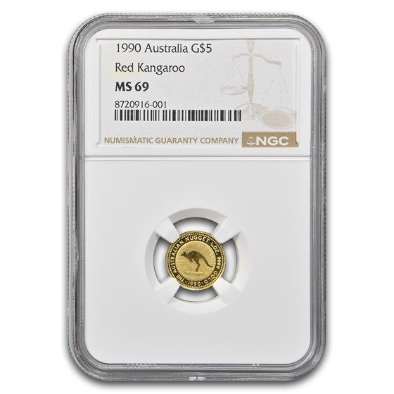 1990 Australia 1/20 oz Gold Kangaroo MS-69 NGC