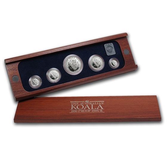 1990 Australia 5-Coin Platinum Koala Proof Set (1.9 oz) 1990 Australia 5-Coin Platinum Koala Proof Set (1.9 oz)