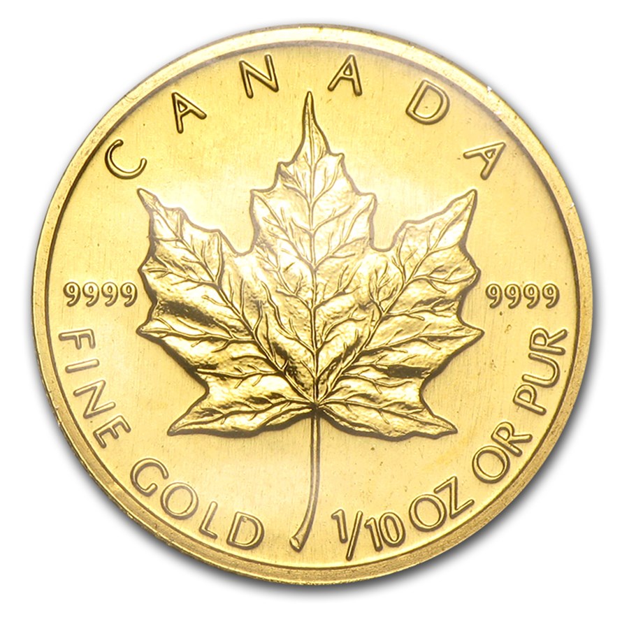 1990 Canada 1/10 oz Gold Maple Leaf BU