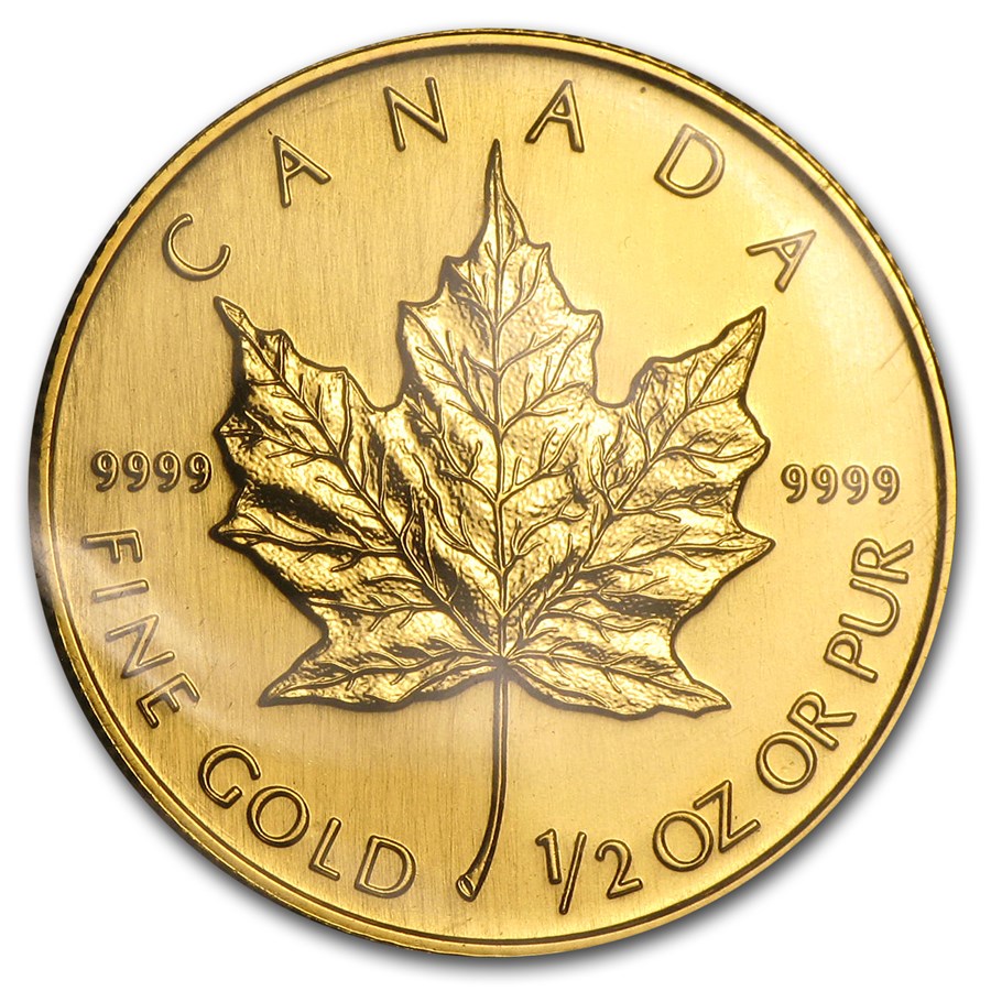 1990 Canada 1/2 oz Gold Maple Leaf BU