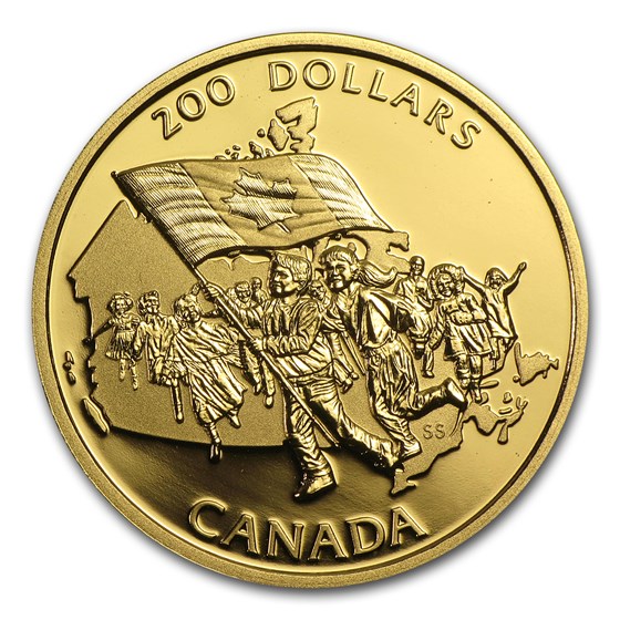 1990 Canada 1/2 oz Proof Gold $200 Canadian Flag