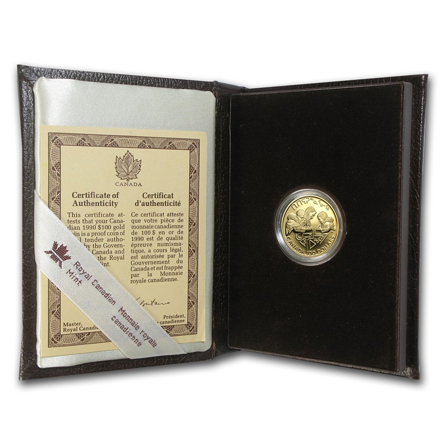 1990 Canada 1/4 oz Proof Gold $100 International Literacy Year
