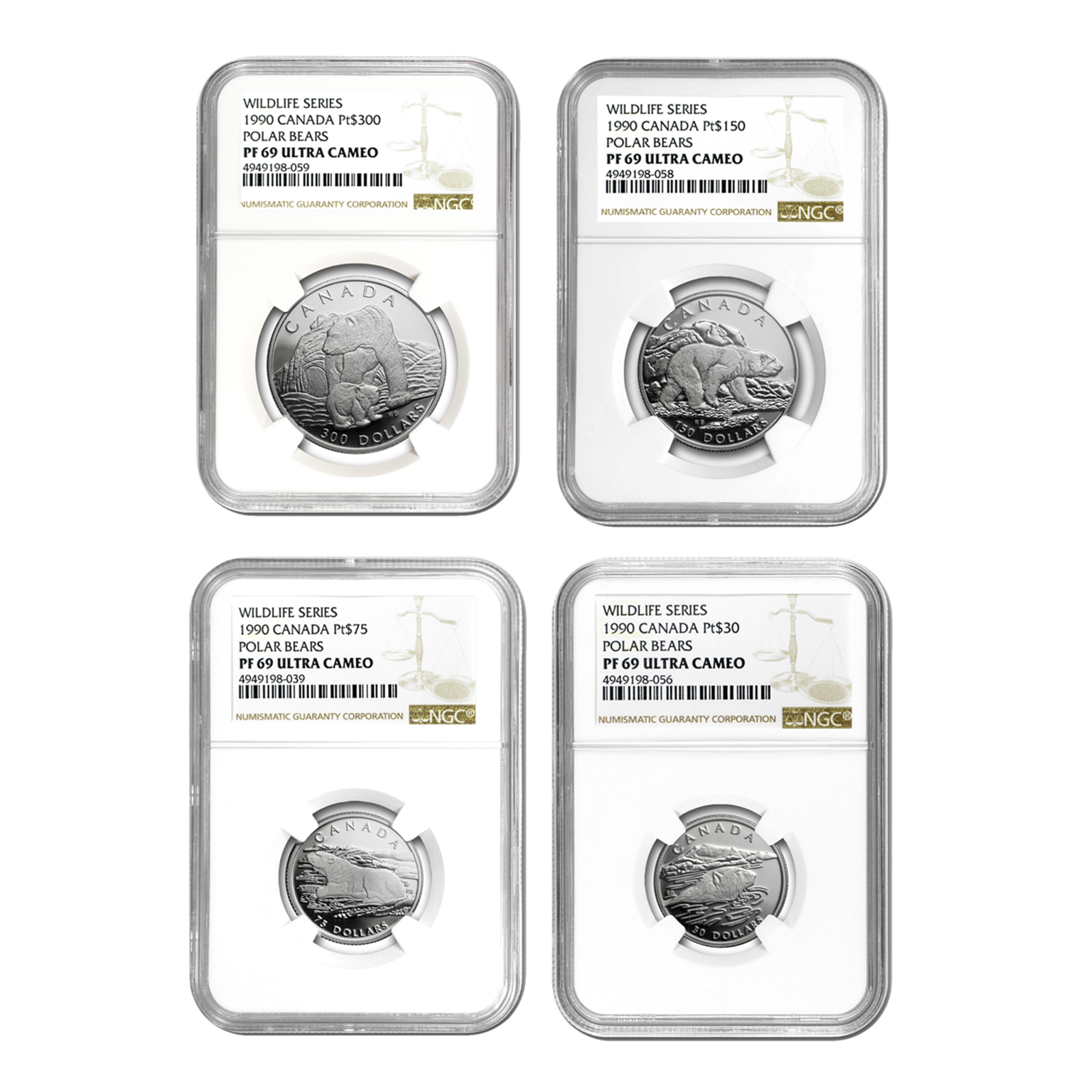 Buy 1990 Canada 4-Coin Proof Platinum Polar Bear Set PF-69 NGC | APMEX