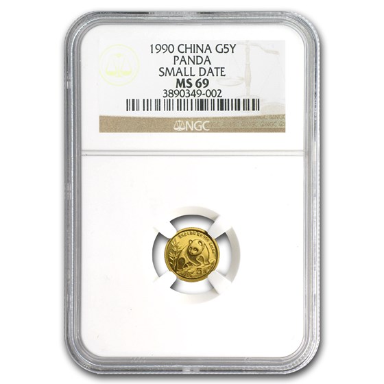 1990 China 1/20 oz Gold Panda Small Date MS-69 NGC 1990 China 1/20 oz Gold Panda Small Date MS-69 NGC