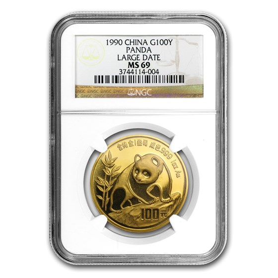 1990 China 1 oz Gold Panda Large Date MS-69 NGC 1990 China 1 oz Gold Panda Large Date MS-69 NGC