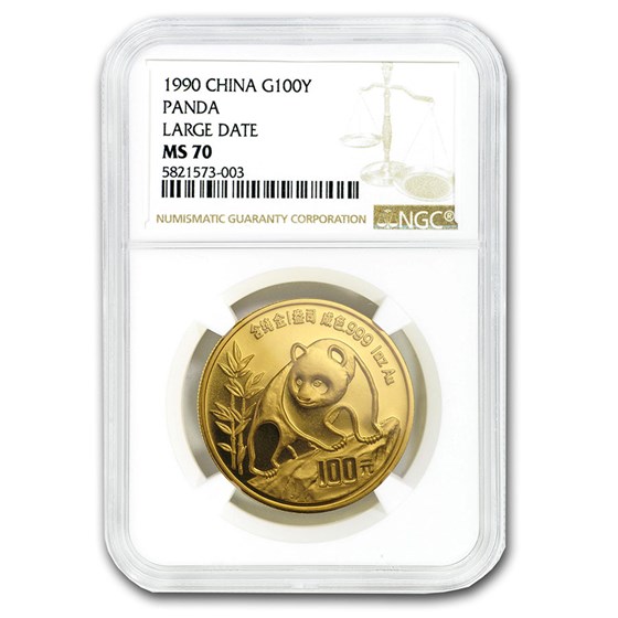 1990 China 1 oz Gold Panda Large Date MS-70 NGC 1990 China 1 oz Gold Panda Large Date MS-70 NGC