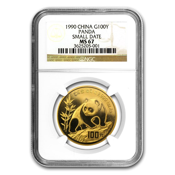 1990 China 1 oz Gold Panda Small Date MS-67 NGC 1990 China 1 oz Gold Panda Small Date MS-67 NGC