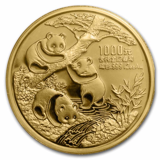 1990 China 12 oz Gold Panda 1990 China 12 oz Gold Panda