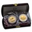 1990 China 2-Coin 1/2 oz Gold & 1/5 oz Ag Bi-Metallic Panda Set