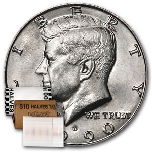 1990-D Kennedy Half Dollar 20-Coin Roll BU 1990-D Kennedy Half Dollar 20-Coin Roll BU