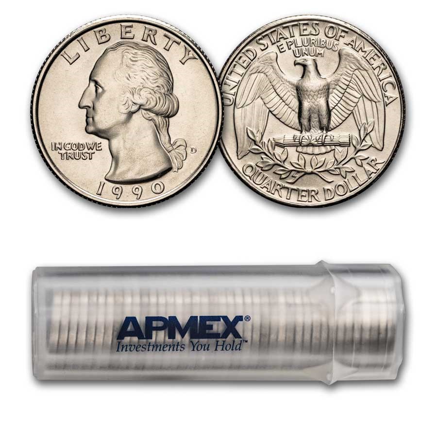 1990-D Washington Quarter 40-Coin Roll BU