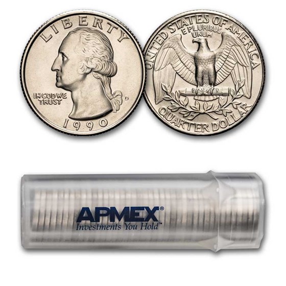 1990-D Washington Quarter 40-Coin Roll BU 1990-D Washington Quarter 40-Coin Roll BU