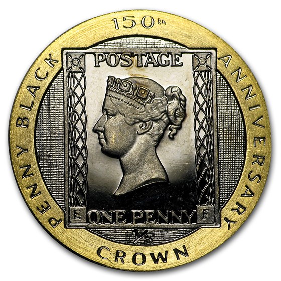 1990 Isle of Man 1/5 Crown Proof Gold Penny Black