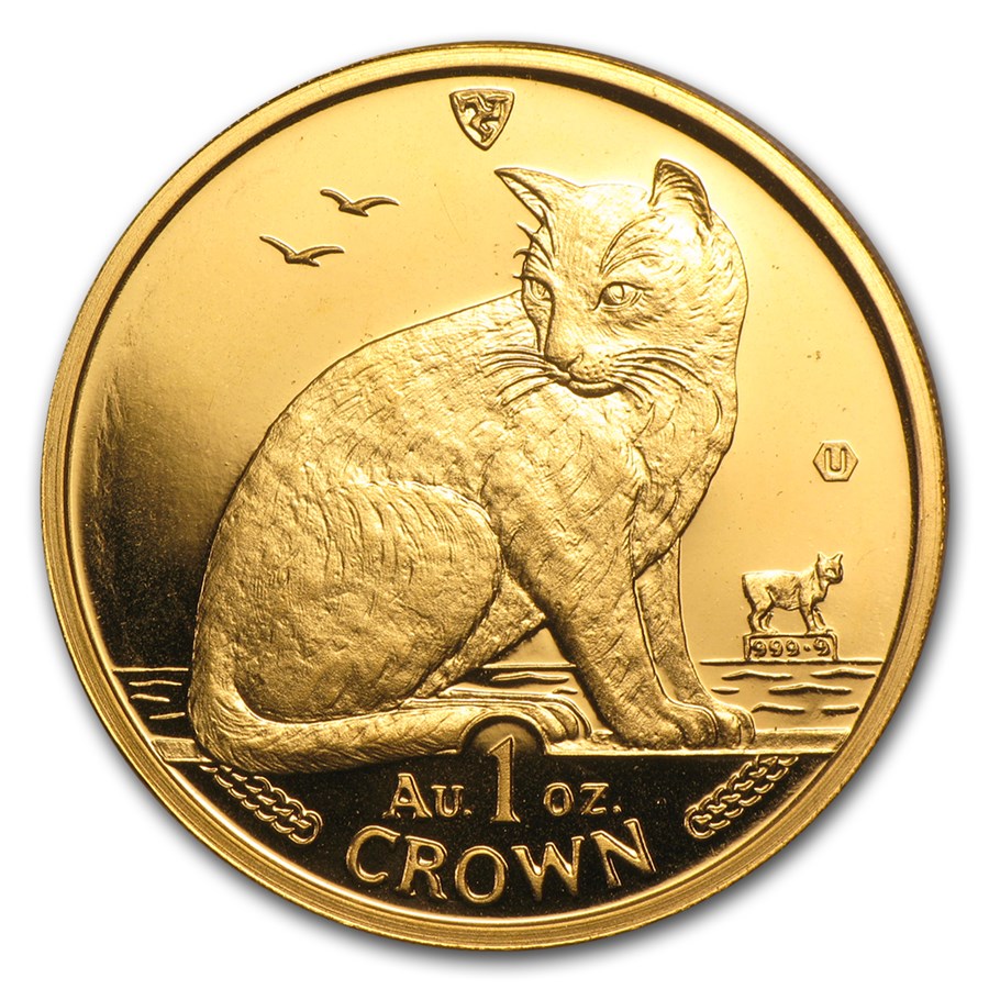 1990 Isle of Man 1 oz Gold New York Alley Cat BU