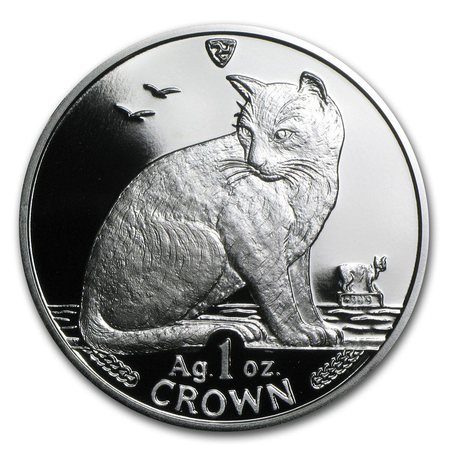 1990 Isle of Man 1 oz Silver Alley Cat Proof