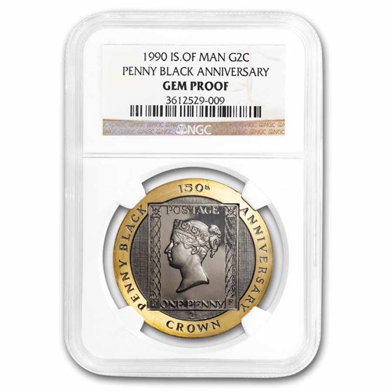 1990 Isle of Man 2 Crown Gold Penny Black Gem PF NGC 1990 Isle of Man 2 Crown Gold Penny Black Gem PF NGC