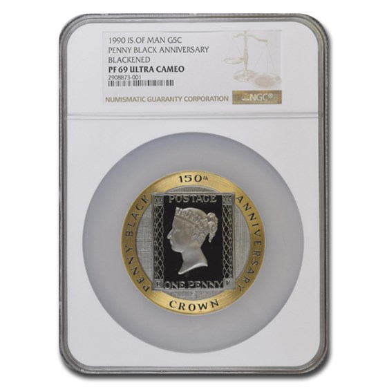 1990 Isle of Man 5 oz Proof Gold Penny Black PF-69 UCAM NGC 1990 Isle of Man 5 oz Proof Gold Penny Black PF-69 UCAM NGC