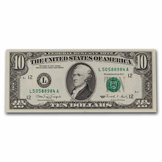 1990 (L-San Francisco) $10 FRN CCU (Fr#2029-L) 1990 (L-San Francisco) $10 FRN CCU (Fr#2029-L)