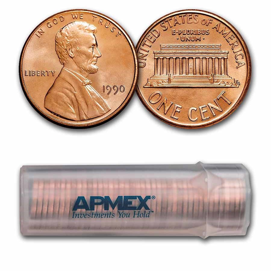 1990 Lincoln Cent 50-Coin Roll BU