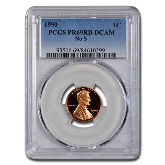 1990 Lincoln Cent PR-69 DCAM PCGS (No "S", Red) 1990 Lincoln Cent PR-69 DCAM PCGS (No "S", Red)