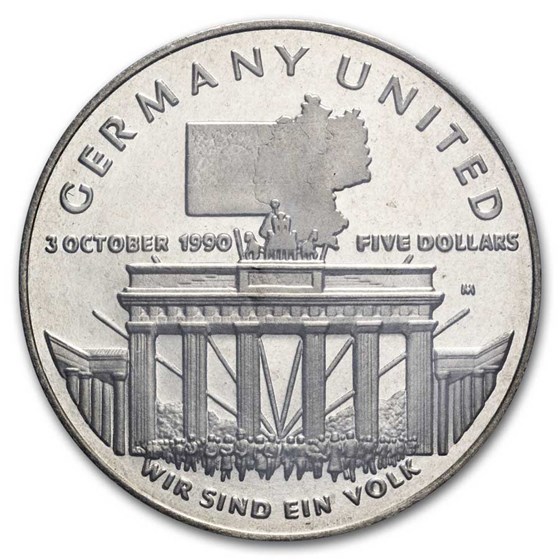1990 Marshall Islands Copper-Nickel $5 German Unification BU 1990 Marshall Islands Copper-Nickel $5 German Unification BU