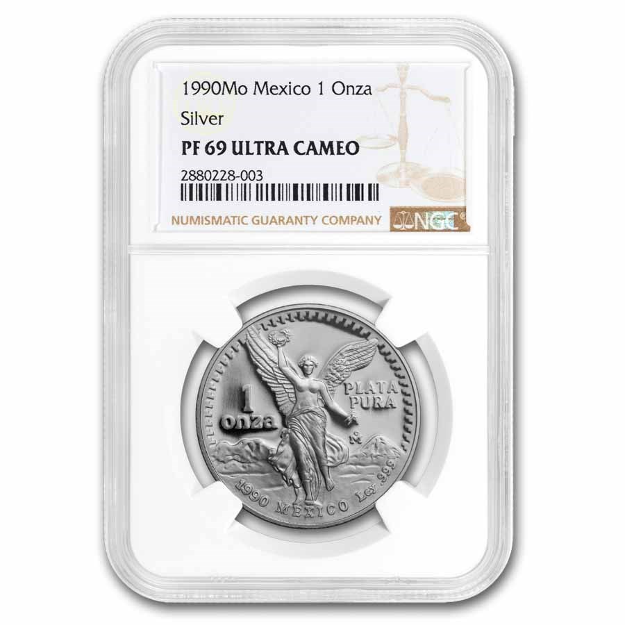 1990 Mexico 1 oz Proof Silver Libertad PF-69 NGC