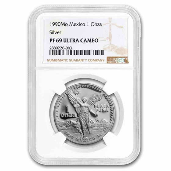 1990 Mexico 1 oz Proof Silver Libertad PF-69 NGC 1990 Mexico 1 oz Proof Silver Libertad PF-69 NGC
