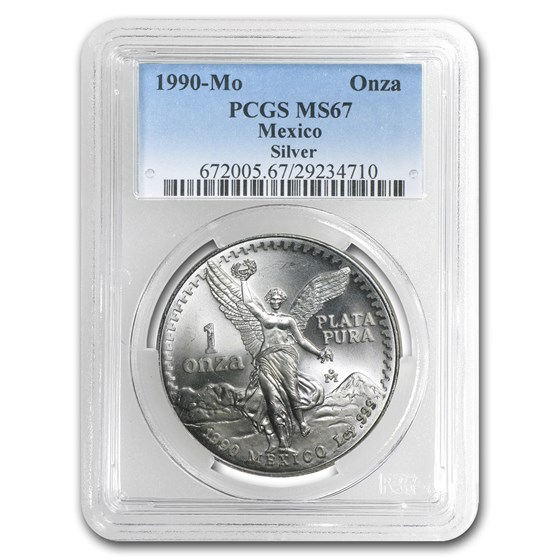 1990 Mexico 1 oz Silver Libertad MS-67 PCGS 1990 Mexico 1 oz Silver Libertad MS-67 PCGS
