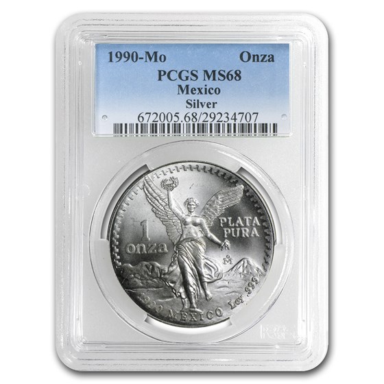 1990 Mexico 1 oz Silver Libertad MS-68 PCGS 1990 Mexico 1 oz Silver Libertad MS-68 PCGS
