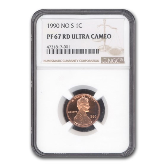 1990 No S Lincoln Cent PF-67 NGC (Red) 1990 No S Lincoln Cent PF-67 NGC (Red)
