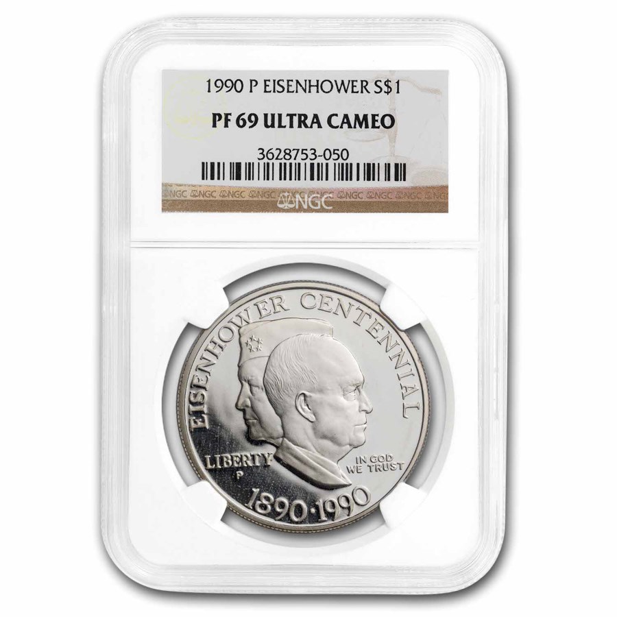 1990-P Eisenhower Centennial $1 Silver Commem PF-69 NGC