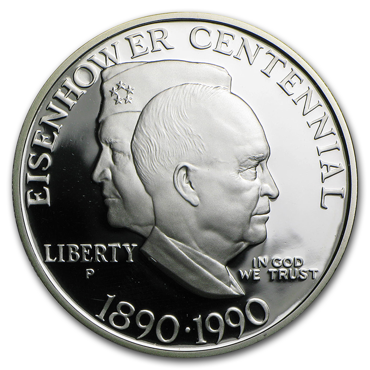 1990-P $1 Eisenhower Centennial Modern Commemorative Silver Dollar Proof 