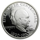 1990-P Eisenhower Centennial $1 Silver Commem Proof (w/Box & COA)