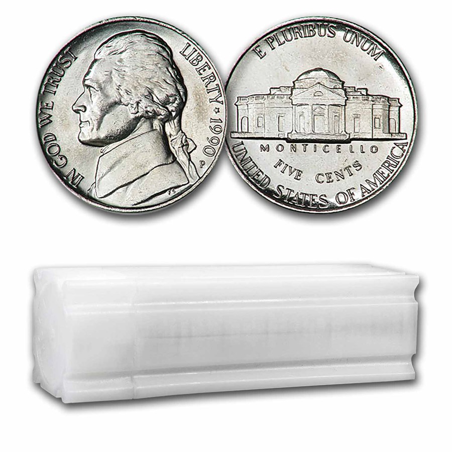 1990-P Jefferson Nickel 40-Coin Roll BU