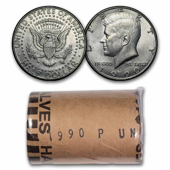 1990-P Kennedy Half Dollar 20-Coin Roll BU 1990-P Kennedy Half Dollar 20-Coin Roll BU