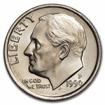 1990-P Roosevelt Dime 50-Coin Roll BU
