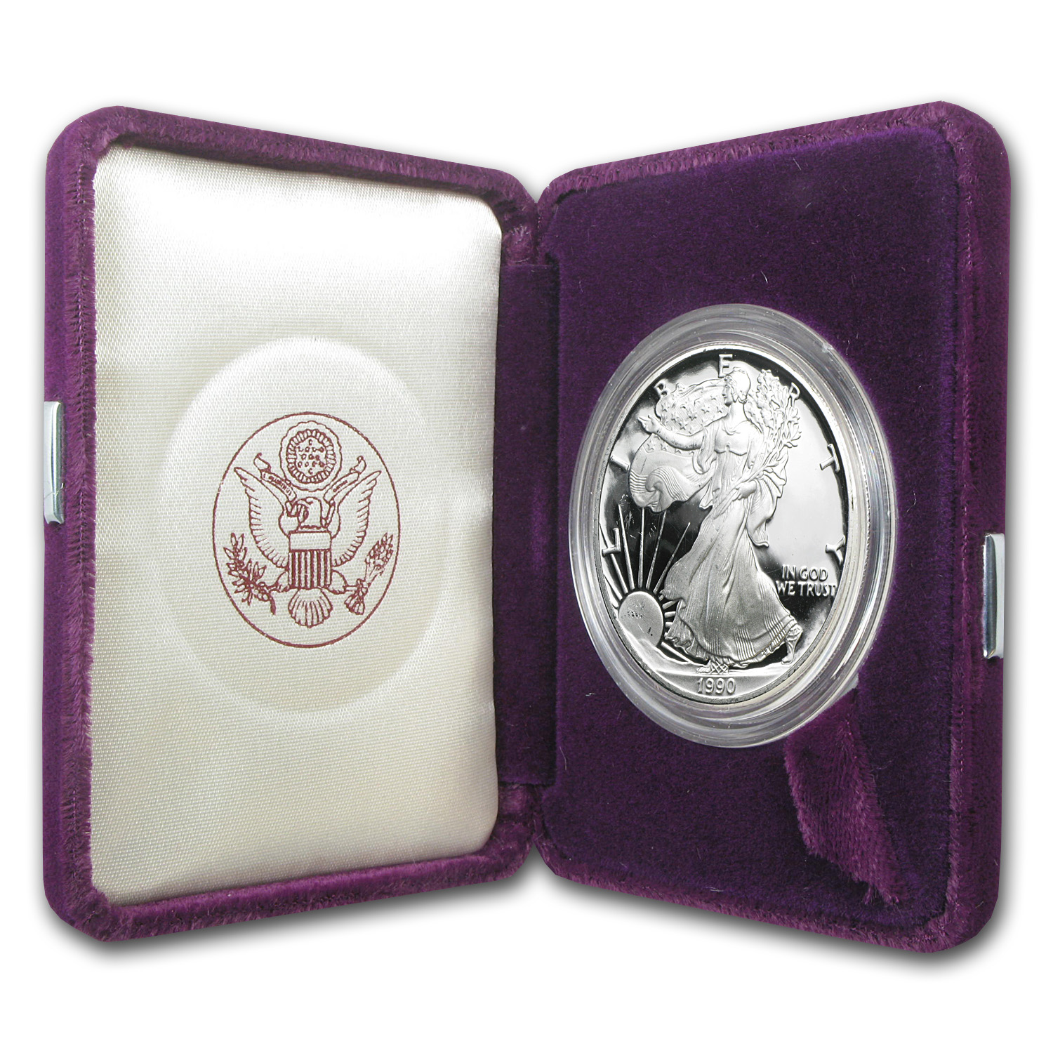 Buy 1990 S 1 oz Proof Silver Eagle with Box & COA | APMEX