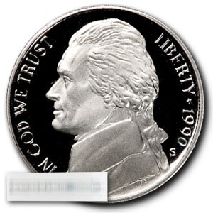 1990-S Jefferson Nickel 40-Coin Roll Proof 1990-S Jefferson Nickel 40-Coin Roll Proof