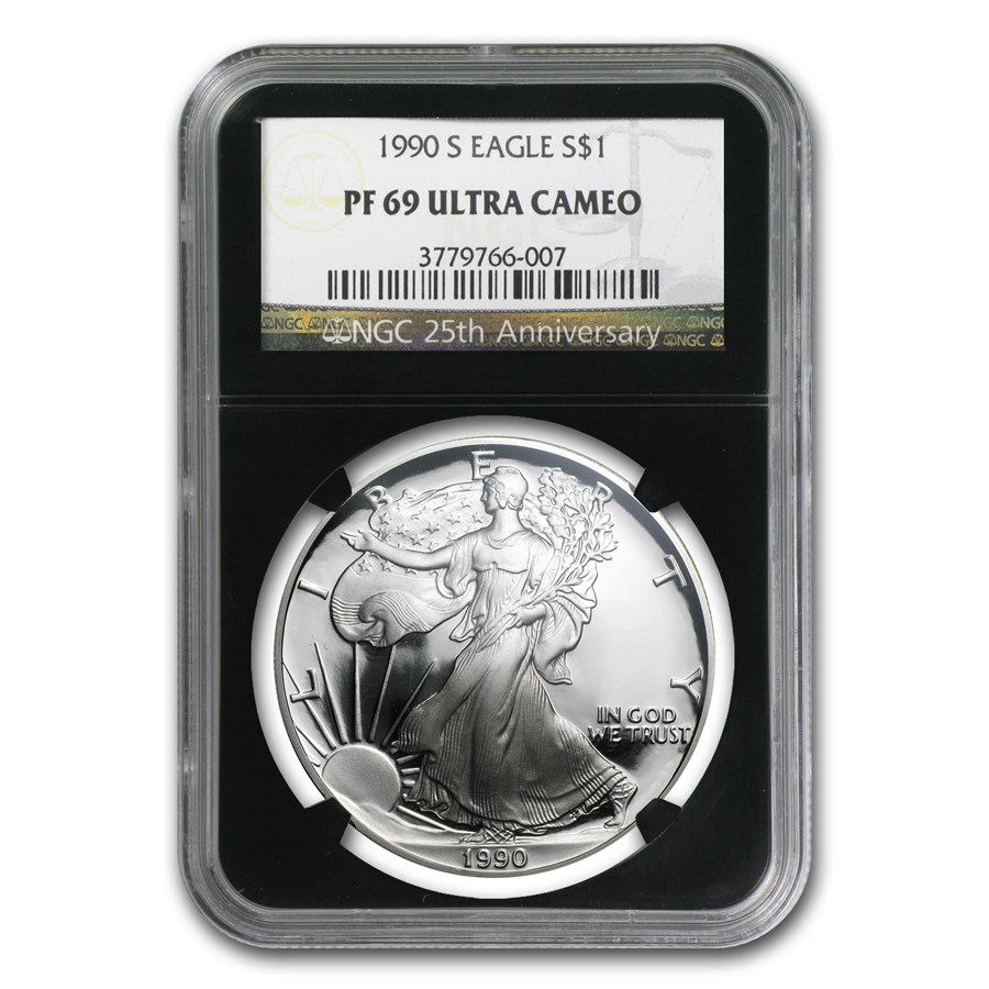 1990-S Proof American Silver Eagle PF-69 NGC (Retro Black Insert)