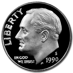 1990-S Roosevelt Dime Gem Proof