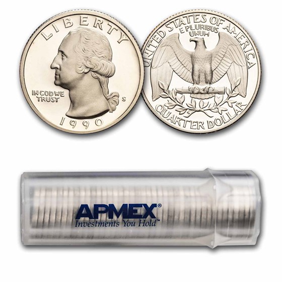 1990-S Washington Quarter 40-Coin Roll Proof 1990-S Washington Quarter 40-Coin Roll Proof