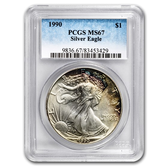 1990 Silver American Eagle MS-67 PCGS (Obv and Rev Toning) 1990 Silver American Eagle MS-67 PCGS (Obv and Rev Toning)