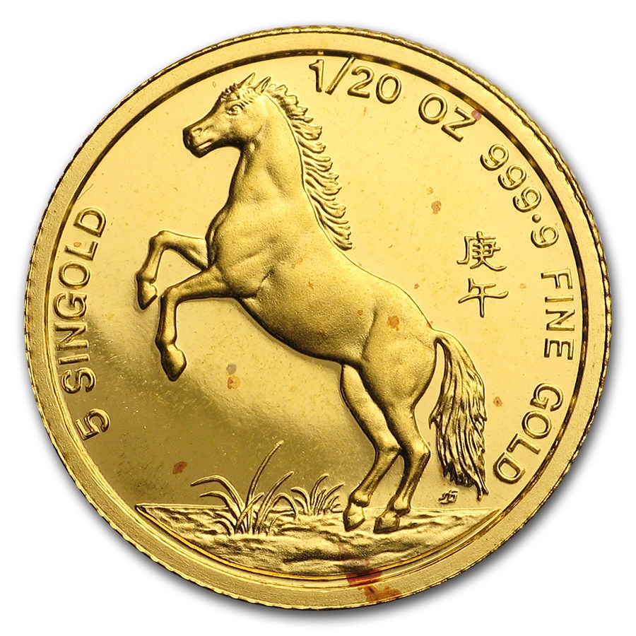 Buy 1990 Singapore 1/20 oz Gold 5 SinGold Year of the Horse Proof | APMEX