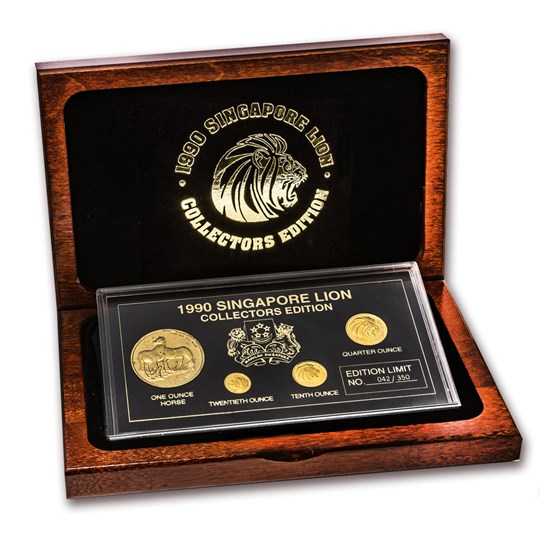 1990 Singapore 4-Coin Gold/Silver Year of the Horse Proof Set 1990 Singapore 4-Coin Gold/Silver Year of the Horse Proof Set