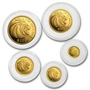 1990 Singapore 5-Coin Gold Lion Proof Set