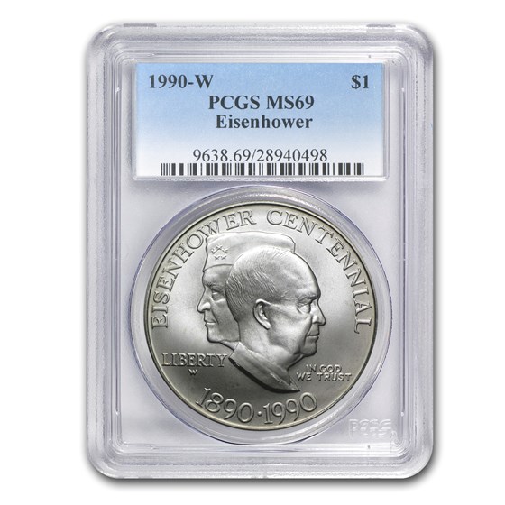 1990-W Eisenhower Centennial $1 Silver Commem MS-69 PCGS 1990-W Eisenhower Centennial $1 Silver Commem MS-69 PCGS