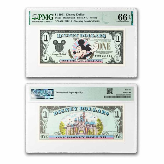 1991 $1.00 (AA) Waving Mickey CU-66 EPQ (DIS#21)